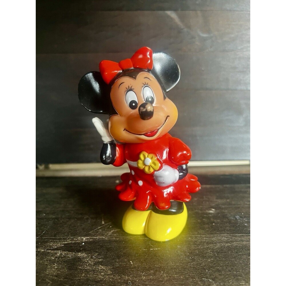 Vintage Walt Disney Minnie Mouse Piggy Bank Hard Rubber Figure Made In Korea